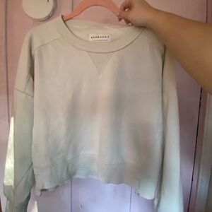 Aéropostale Beige Cropped Crewneck Sweatshirt